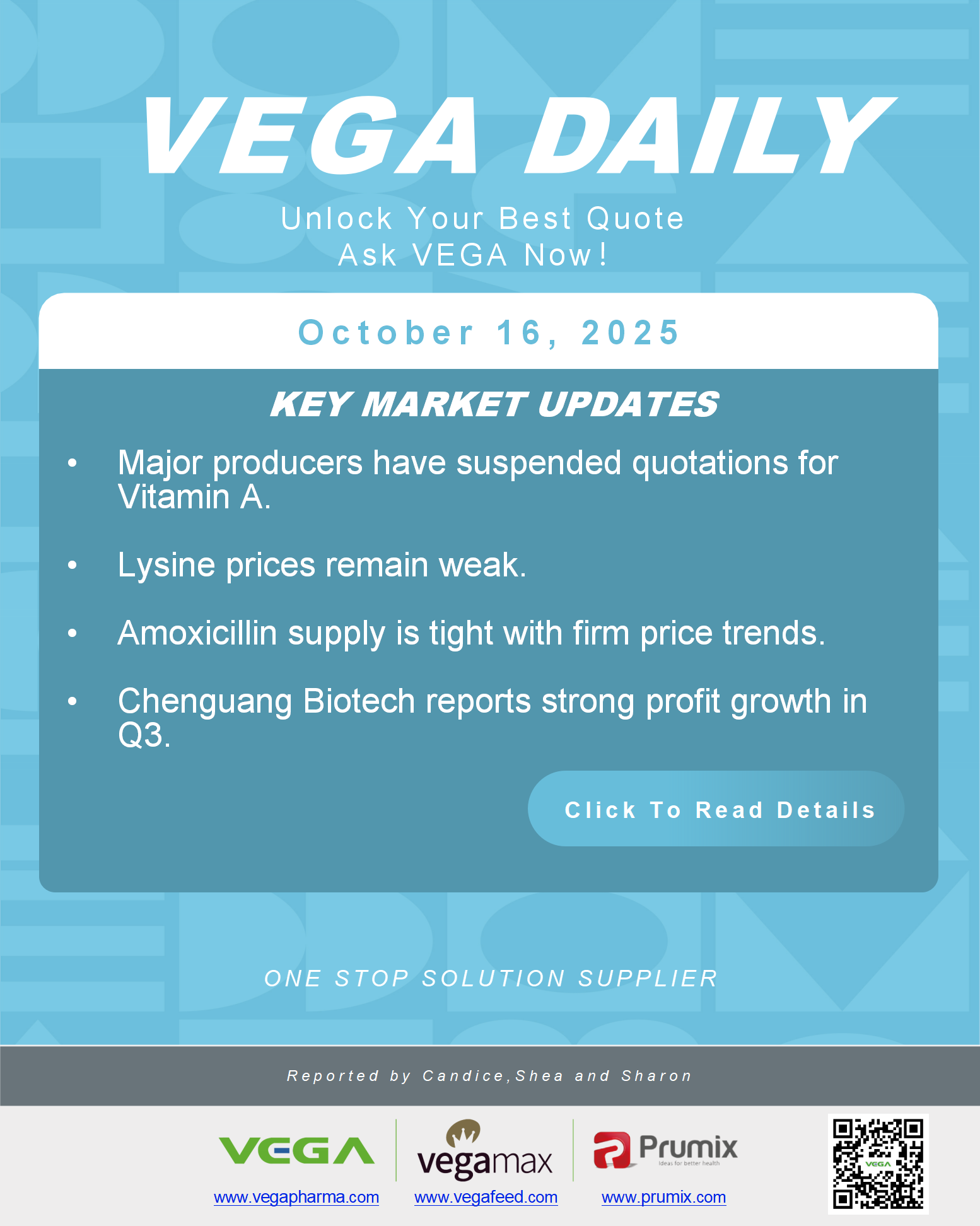 VEGA Daily Dated on October 16th 2025 Vitamin Amino Acid APl Food Additives.png